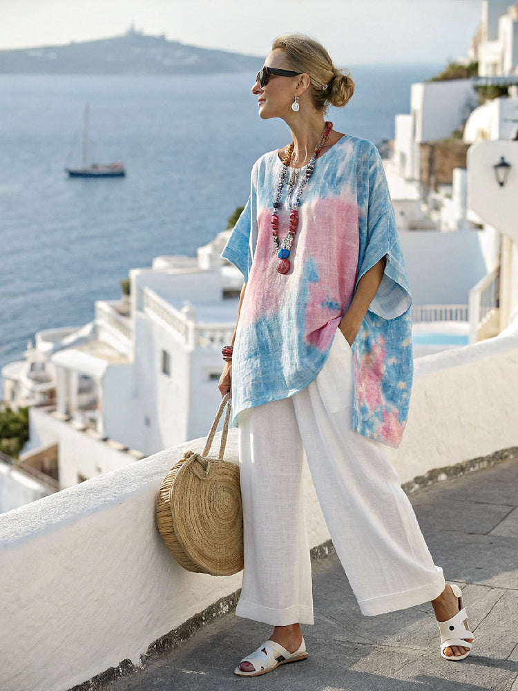 Cotton and linen women's Tye Dye Set