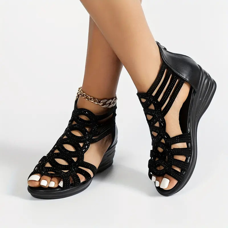 Low Wedge Women's Glitter Sandals