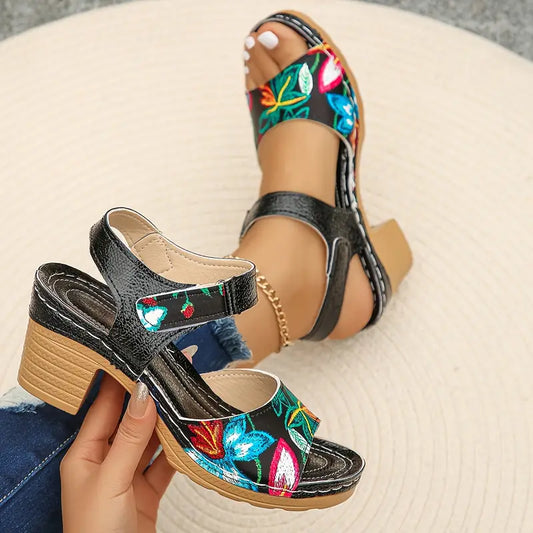 Open Toe Block Heel Sandals for Women