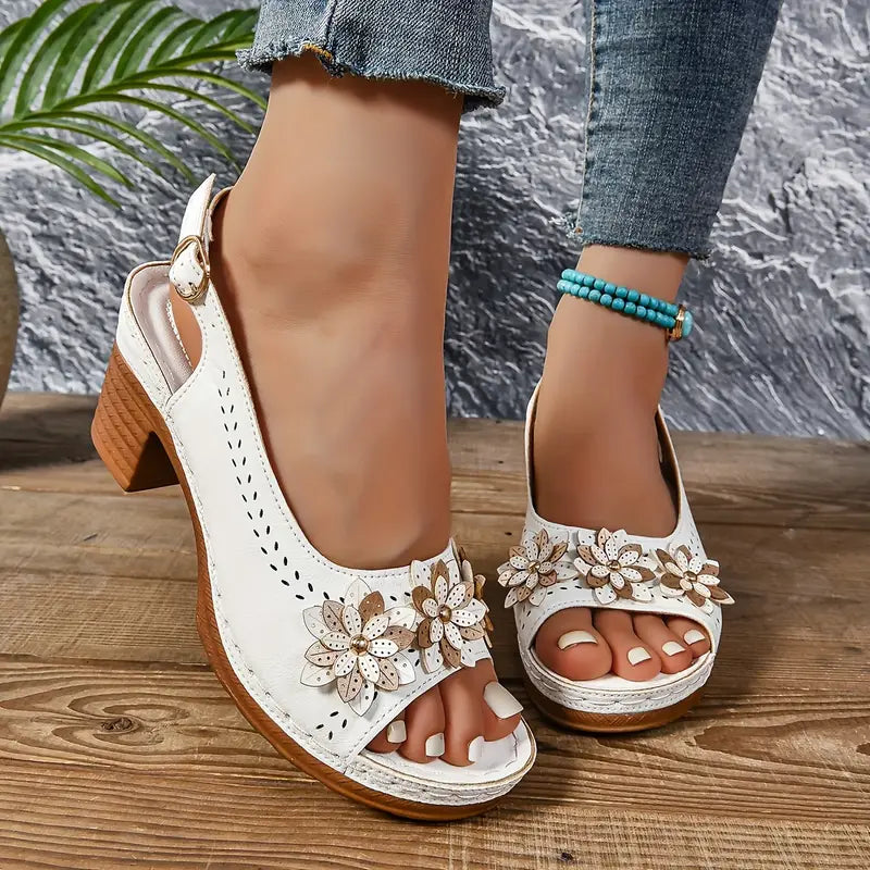 Pointed-Toe Block Heel Sandals