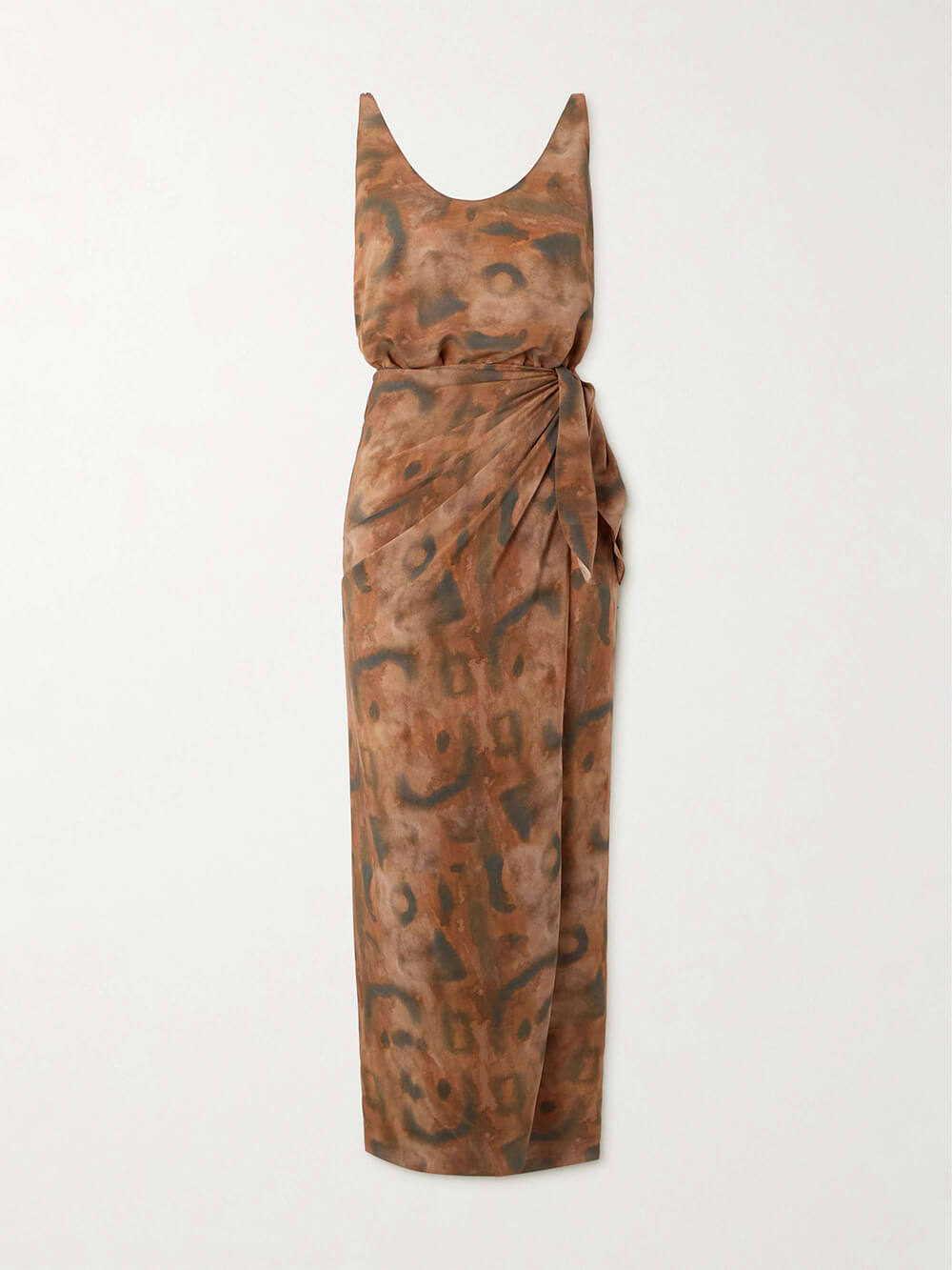 Unique Leopard Print Satin Maxi Wrap Dress