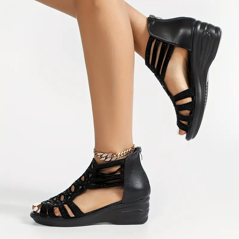 Low Wedge Women's Glitter Sandals