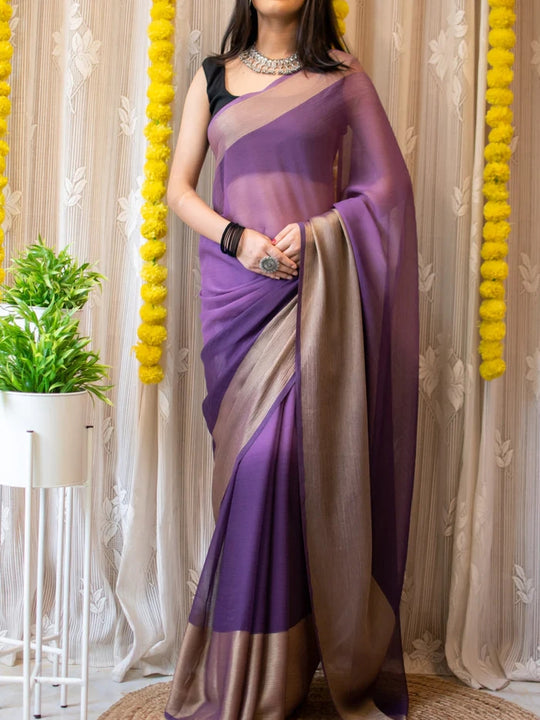 1-MIN READY TO WEAR SAREE IN PREMIUM CHIFFON SILK
