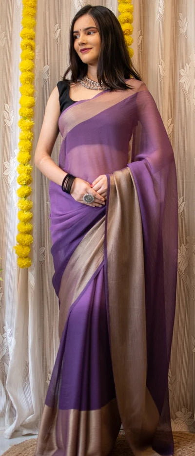 1-MIN READY TO WEAR SAREE IN PREMIUM CHIFFON SILK