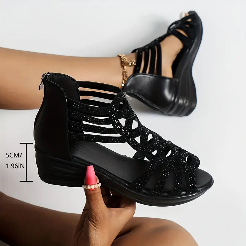 Low Wedge Women's Glitter Sandals