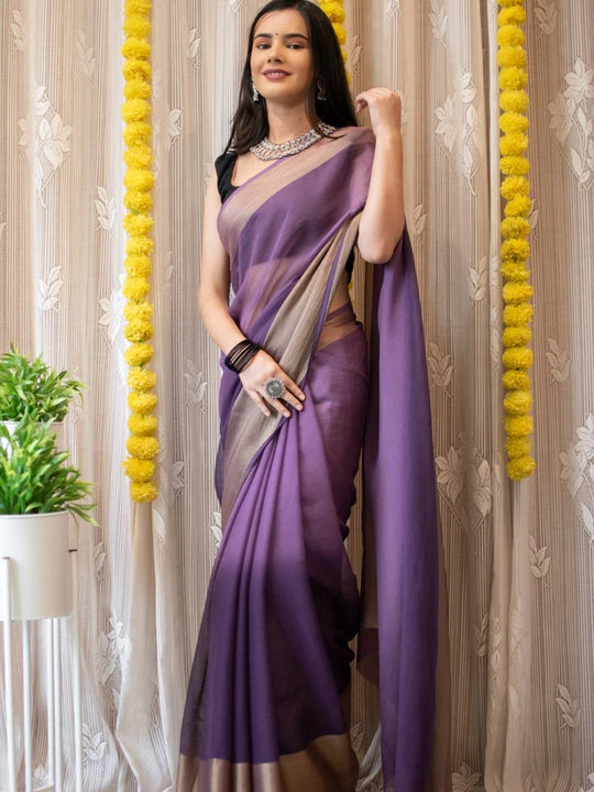 1-MIN READY TO WEAR SAREE IN PREMIUM CHIFFON SILK