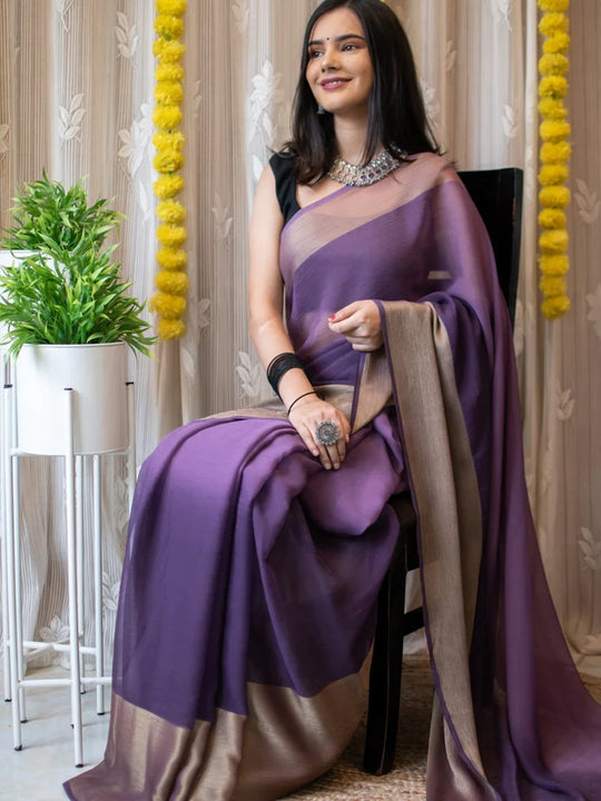 1-MIN READY TO WEAR SAREE IN PREMIUM CHIFFON SILK