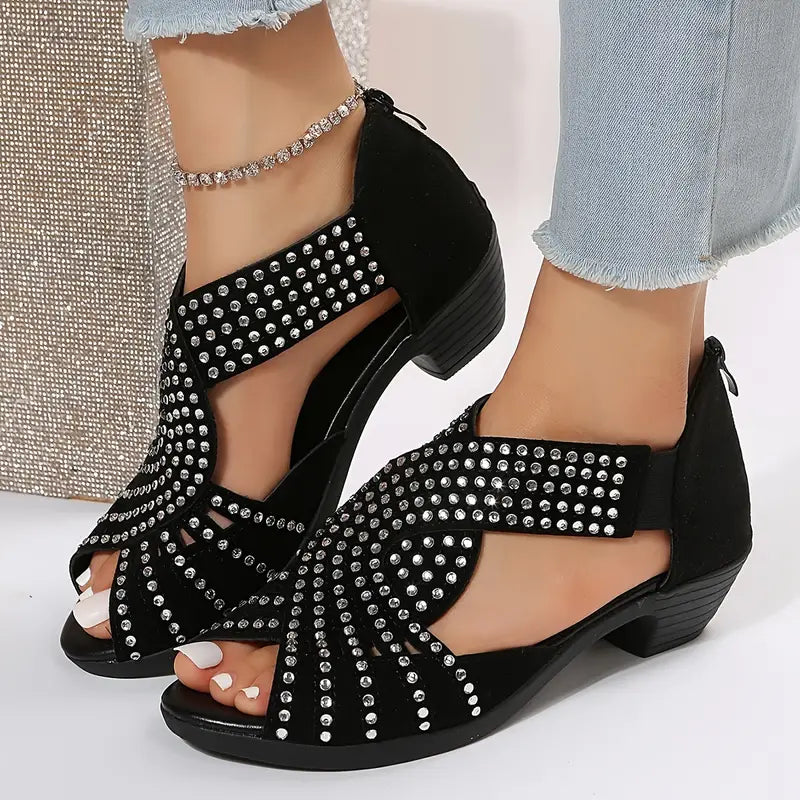 Elegant Women's Rhinestone Wedge Sandals
