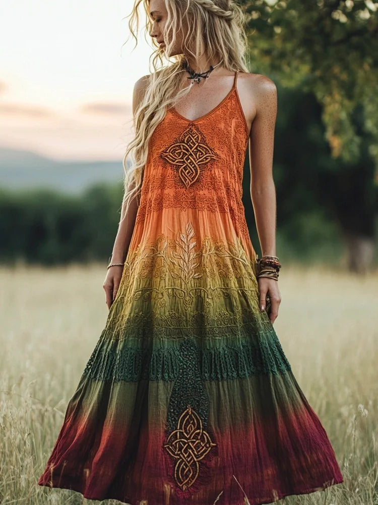 Viking Celtic Knot Print Women's Vintage Halter Dress