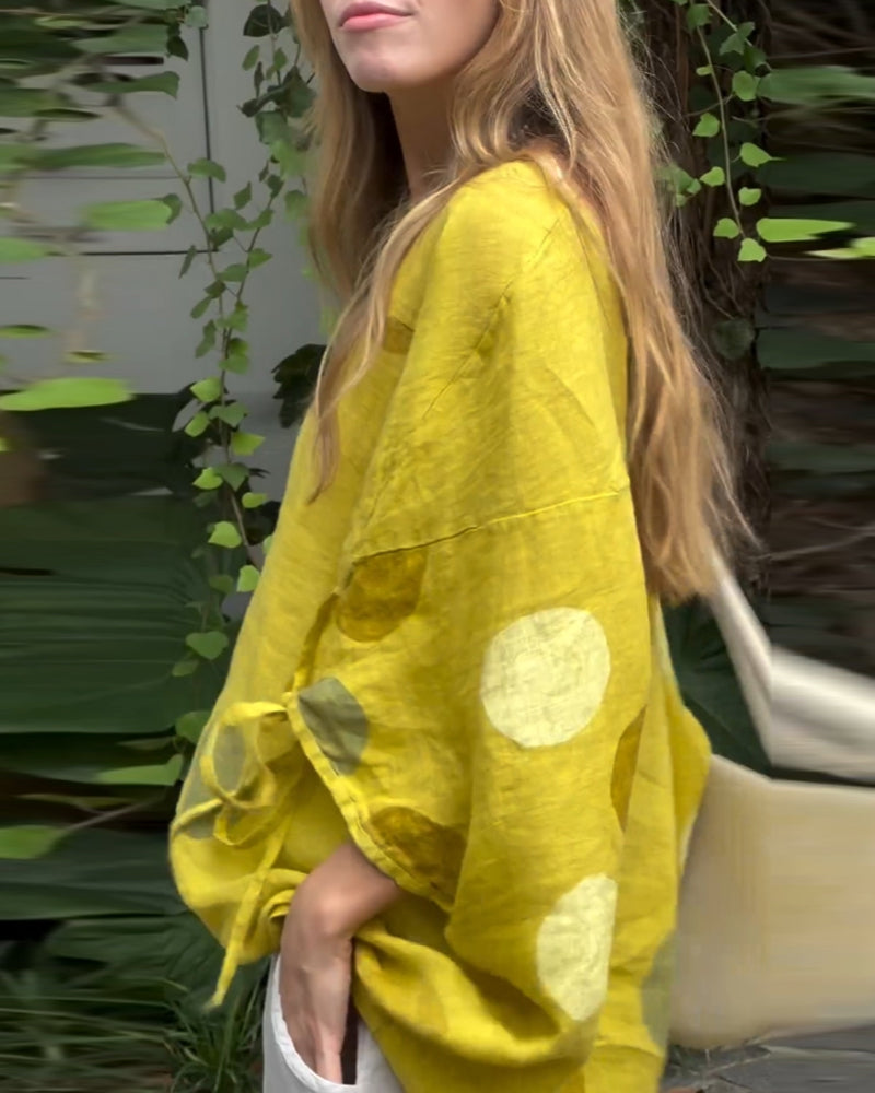 Polka Dot Printed Sleeve Casual Dress