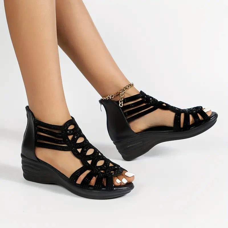 Low Wedge Women's Glitter Sandals