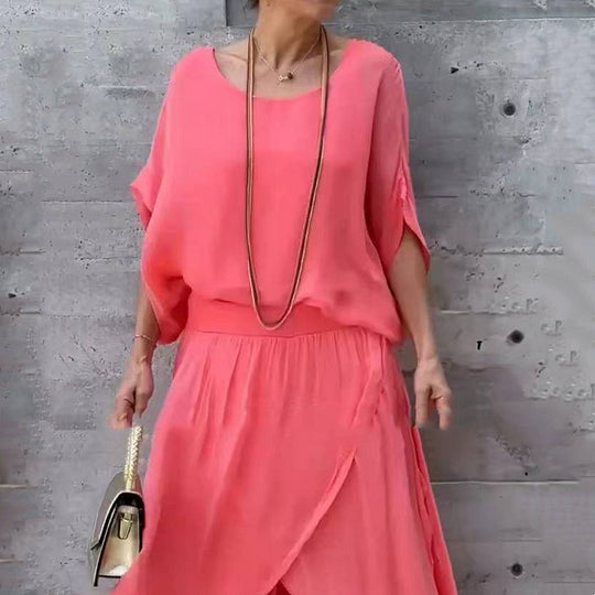 Loose Top & Slit Wide-Leg Set
