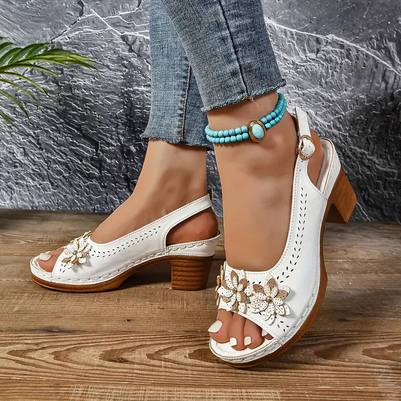 Pointed-Toe Block Heel Sandals