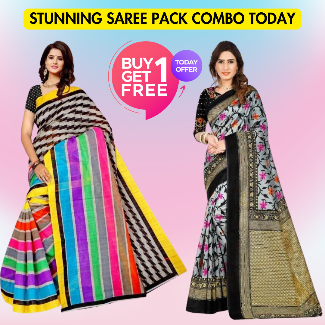 Combo Pack 2 Saree - Gorgeous Mysore Silk With Printed Work