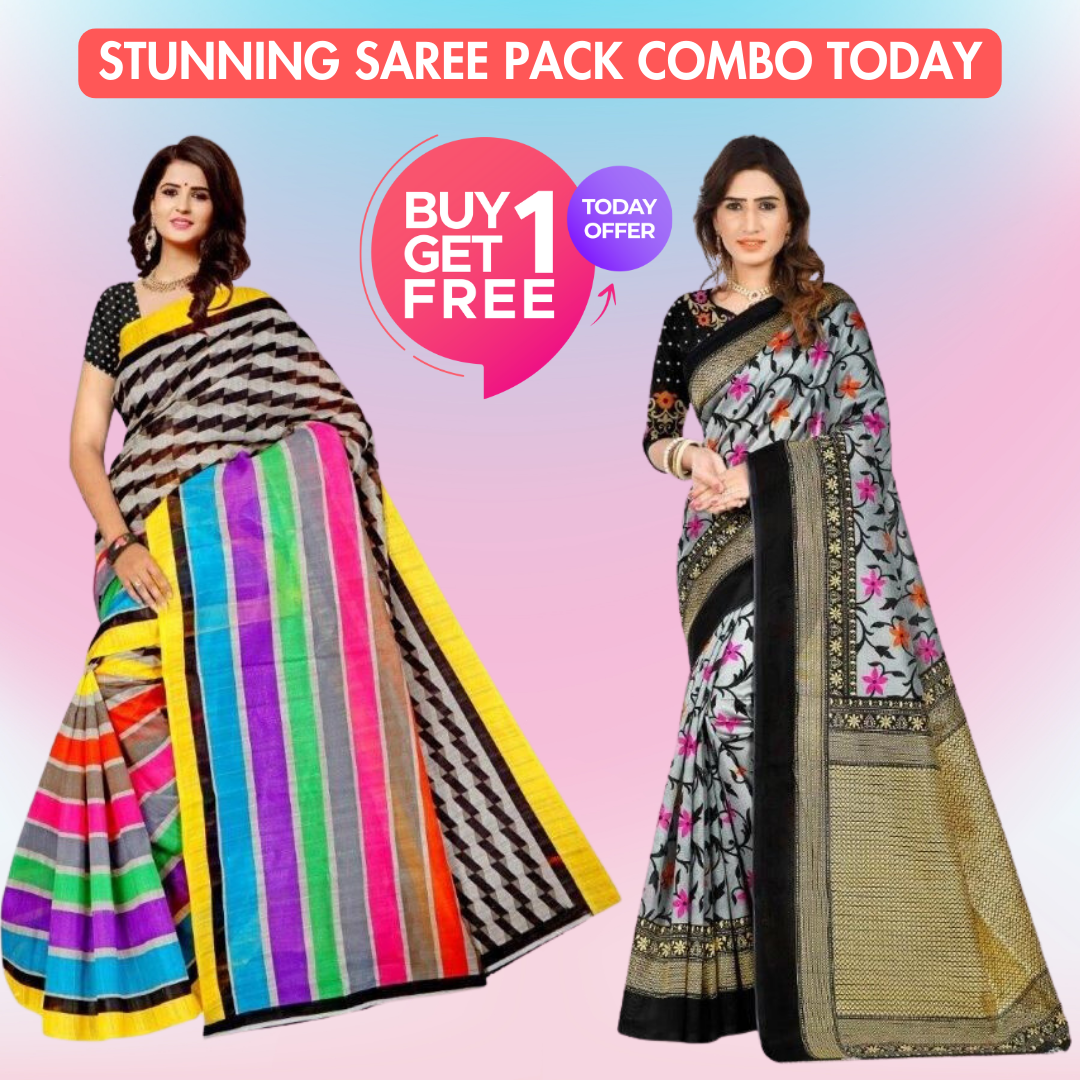 Combo Pack 2 Saree - Gorgeous Mysore Silk With Printed Work