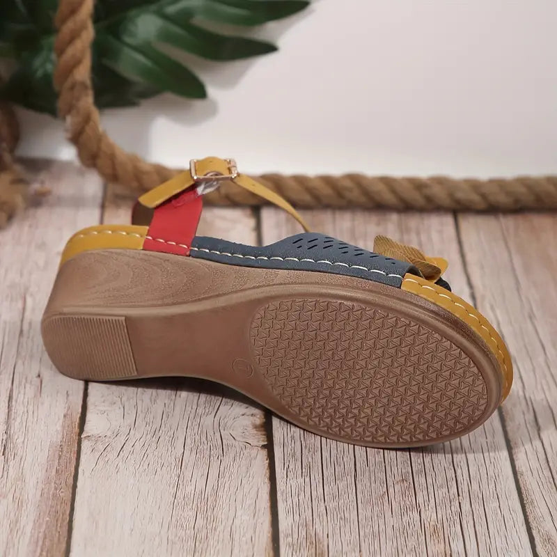 Vibrant Colorblock Wedge Sandals - Soft, Platform