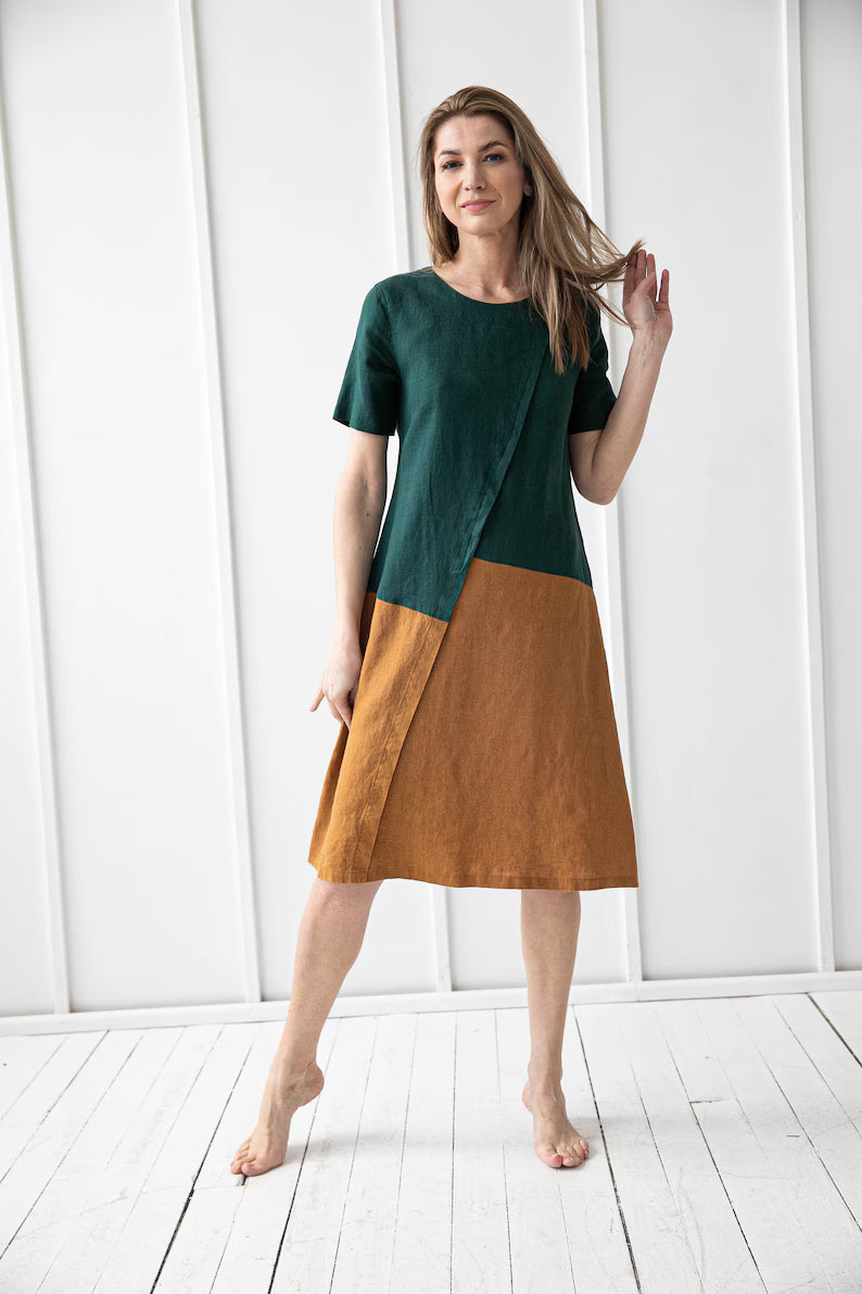 Dual linen Dress