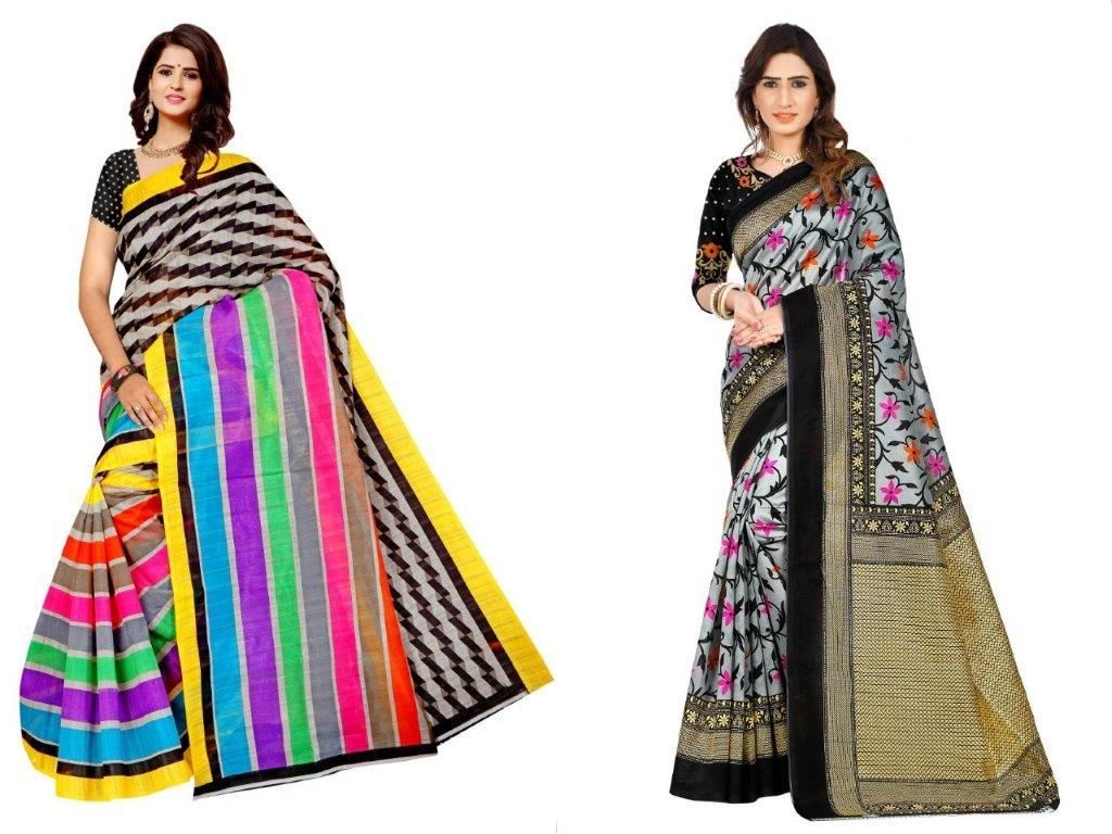 Combo Pack 2 Saree - Gorgeous Mysore Silk With Printed Work